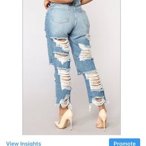 Distressed denim bottoms